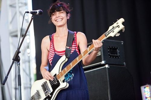 Portrait of musician and visual artist Jenny Lee Lindberg posing for a solo promotional photoshoot.