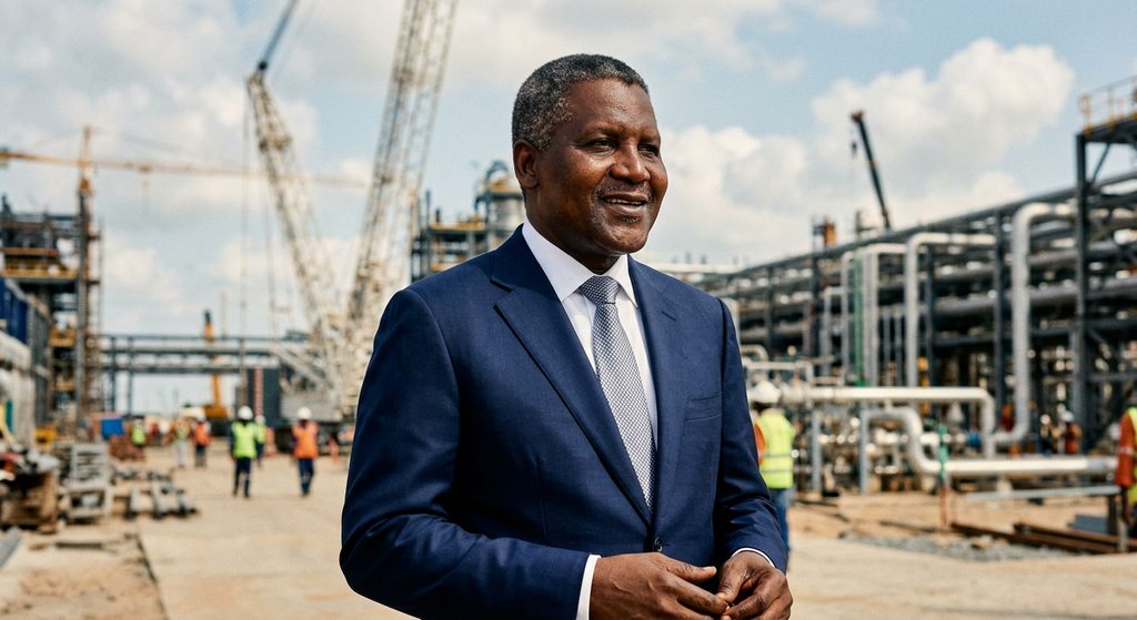 Aerial view of the multi-billion-dollar Dangote Petroleum Refinery and Petrochemical Complex located in Lekki, Lagos.