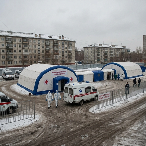 Medical professionals analyzing global health data and biosecurity protocols during the Irkutsk outbreak investigation.